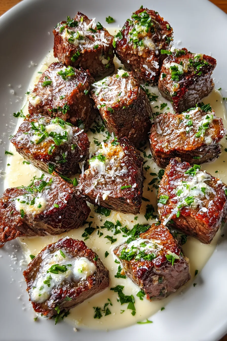 Garlic Butter Steak Bites with Parmesan Cream Sauce – RecipeSophia