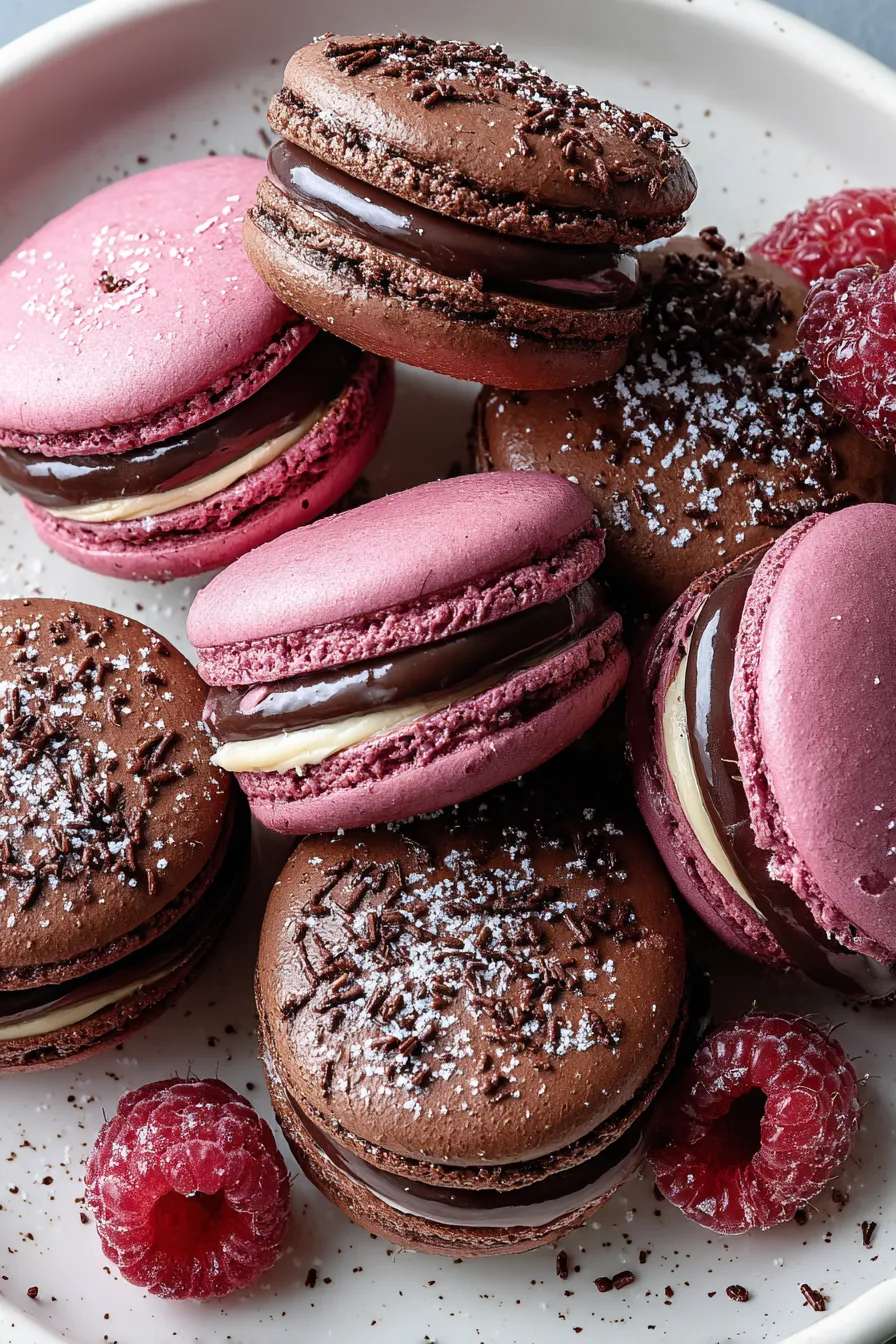 Dark Chocolate Raspberry Macarons – RecipeSophia